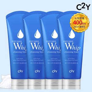 C2Y 퓨어 아쿠아휩/화산송이/모찌 클렌징 폼 220ml 대용량 4개 묶음 세트