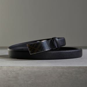 헤지스 액세서리 HJBE5F950BK [선물추천][Online Limited] 블랙 버클 체크장식 소가죽 자동벨트