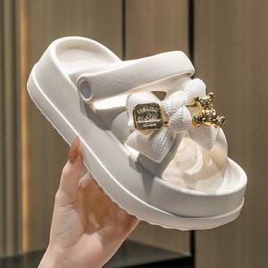 [브리치] 컴온슈 / 골드베어스 리본 크럭스샌들 통굽슬리퍼(4cm)