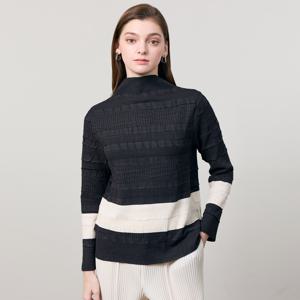[최초가 189,000원]  블록배색 반목 자카드 티셔츠_YJ03WRPBL03