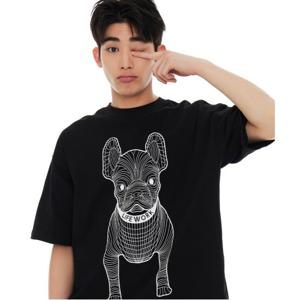 공용 빅라독 프린팅 반팔 티셔츠_LW245TS990