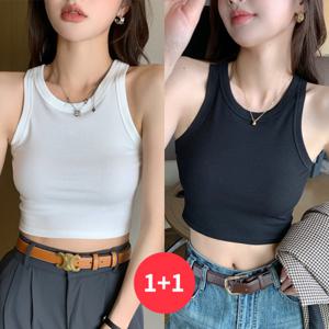 [브리치]  / NT2662 여성 1 + 1 심플 골지 크롭 민소매 나시탑