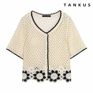 정상가:59,000원 ㅣ V넥 플라워 자수 니트 가디건 (TX2CD020L0)