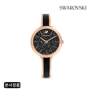 [본사정품] Crystalline Delight 블랙 로즈골드 톤 메탈 시계 5580530