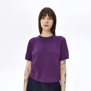 [최초가 129,000원]라운드넥 팬시 니트탑_바이올렛
