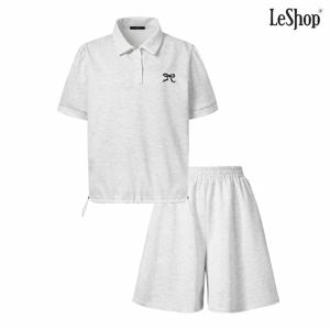 정상가:79,000원 ㅣ 카라 자수 티셔츠 밴딩 숏 팬츠 셋업 (DP2OW038A)