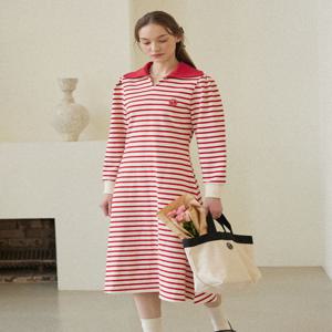 Rose Wappen Stripe Dress - Red