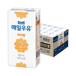 [매일] 멸균우유 저지방 2% 200ml 24팩