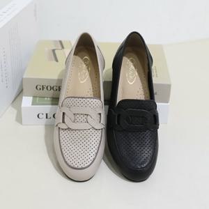 [브리치]  /  수제화 소가죽 리얼 펀칭 슬립온 3cm