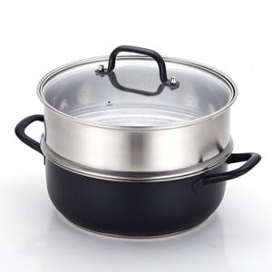 SUS201 블랙시크 스텐 컬러 파티웍 2단 찜기 세트 28cm 찜기냄비 찜기채반 찜기 실리콘찜기 찜기실리콘 스텐찜기 전기찜기 만두