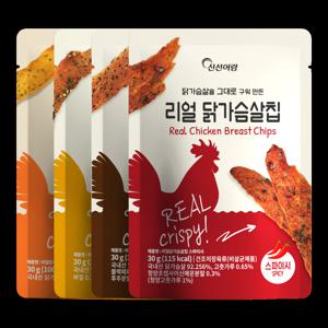 [신선어람] 리얼 닭가슴살칩 저칼로리 단백질 총 16봉 (4종x4봉)