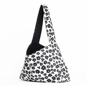 _Flower Big Square Reversible Hobo Bag_White