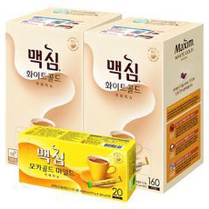 맥심 커피믹스 화이트골드 160p 2박스 + 모카골드 마일드 20p 세트, 1세트