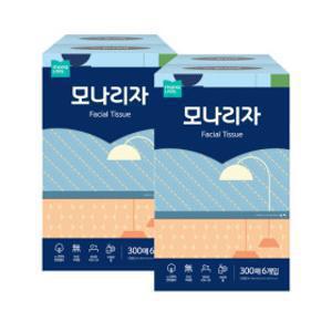 모나리자 미용티슈 300매 6입 2개 총12개 각티슈