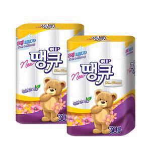 땡큐 3겹 15M 30롤 2개 총60롤 화장지 휴지 CIP