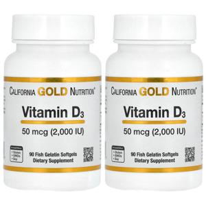 (아이허브) 2개X 비타민D3 50mcg(2000IU) 피쉬젤라틴90소프트젤 해외직구