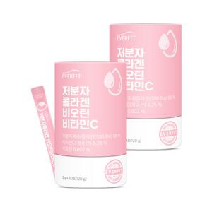 에버핏 어린 저분자 피쉬 콜라겐 비오틴 비타민C 60포 2통 / 히알루론산 먹는 엘라스틴 밀크세라마이드