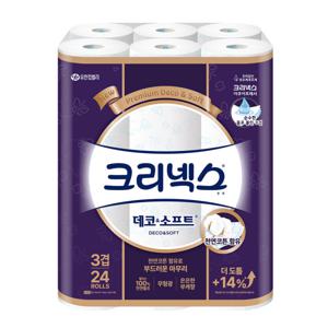 크리넥스 3겹 데코소프트 화장지 28m 24롤