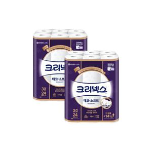 크리넥스 화장지 3겹 데코_&소프트 28M 24롤X2팩