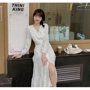 청순여신 화이트 고급 펀칭자수 짐머 스타일 얇은 레이스 콩단추 롱 맥시 원피스 드레스 여름 휴양지 가을