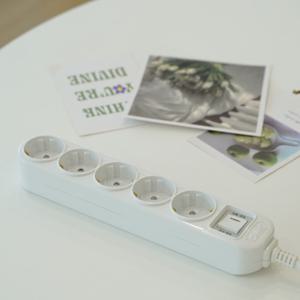 국산 KC KS인증 블루 LED 일반형 과부하차단 통합스위치 멀티탭 5구 1.5m 2.5m 4.5m (250V 16A)