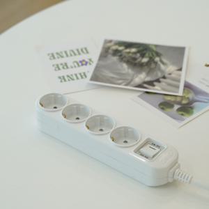 국산 KC KS인증 블루 LED 일반형 과부하차단 통합스위치 멀티탭 4구 1.5m 2.5m 4.5m (250V 16A)