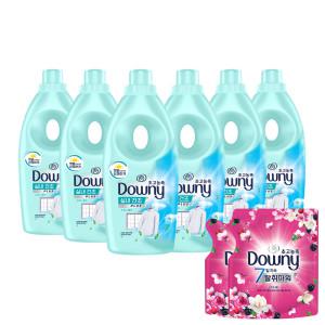 다우니 엑스퍼트 실내건조 프레시 클린 초고농축 섬유유연제 본품/1L 6개 + 다우니 목련과 베리 200ml 2개