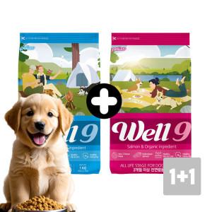 (유기농사료 2kg 13990원 무배)웰나인독 2kg(1kg+1kg) 펠리코 강아지사료 관절 면역 국내산 가수분해 연어
