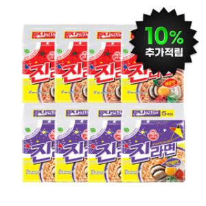 (10% 적립)오뚜기 진라면 약간매운맛 120g 20개 + 매운맛 120g 20개 (총 40개입)