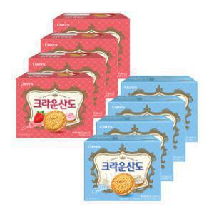 크라운산도 크림 161g 4팩+딸기 161g 4팩