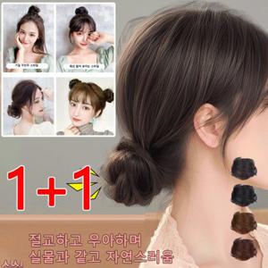 타임 세일 1+1 세미업스타일 꾸안꾸 가발머리끈 똥머리 밴딩 머리끈 가발 인조가발 머리끈