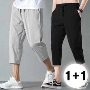 1+1 빅사이즈 남성 쿨링 아이스 7부 바지 트레이닝 팬츠 (3color)