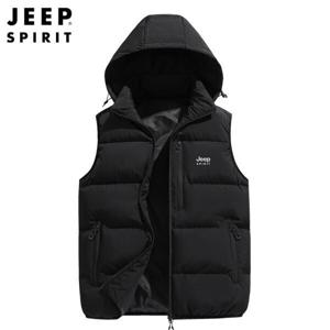 지프스피릿 JEEP SPIRIT 남녀공용 후드 패딩조끼 아웃도어 패딩조끼 모자 후드 탈부착 조끼 패딩 2981