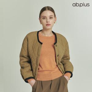 [ab.plus] 라운드넥 배색 라인 퀼팅 자켓 (LSW4MJ91A)