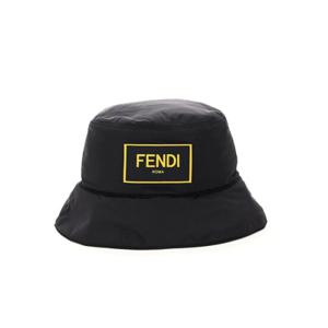 펜디 스퀘어 옐로우 로고 나일론 버킷햇 블랙 FXQ801 ADRT F0QA1