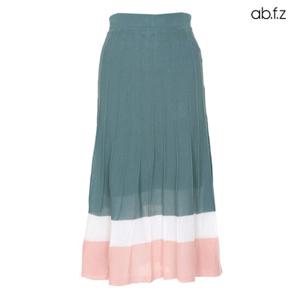 [ab.f.z] 캐주얼 배색 라인 플리츠 니트 스커트 (AFW5HSZ1A)