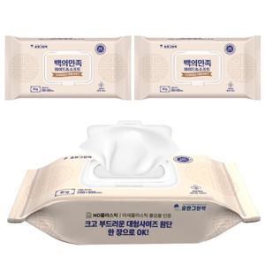 국내제조 유한그린텍 백의민족 프리미엄 물티슈 60매 3개 두꺼운