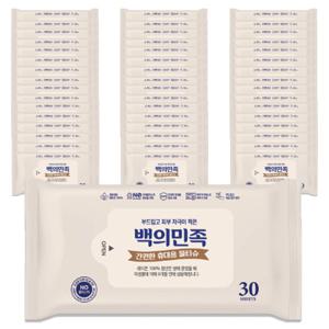 국내제조 유한그린텍 백의민족 프리미엄 물티슈 30매 50개 대용