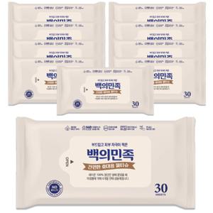 국내제조 유한그린텍 백의민족 프리미엄 물티슈 30매 10개 휴대