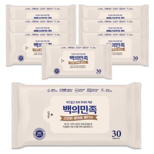 국내제조 유한그린텍 백의민족 프리미엄 물티슈 30매 8개 사무실