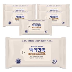 국내제조 유한그린텍 백의민족 프리미엄 물티슈 30매 6개 외출