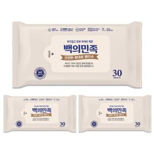국내제조 유한그린텍 백의민족 프리미엄 물티슈 30매 3개 휴대