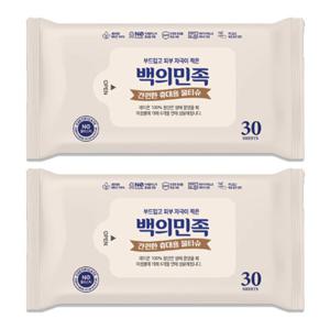 국내제조 유한그린텍 백의민족 프리미엄 물티슈 30매 2개 안전