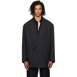 25 SS  남성 그레이 쇼트 맥시 더블 브레스트 코트 242646M195006
