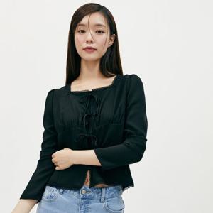 플라스틱아일랜드 (PR2WB368) [C]스퀘어넥 끈여밈 블라우스