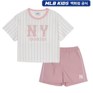 MLB키즈 [7FS1V1153-50PKM] 바시티 여아 스트라이프 티셔츠 세트