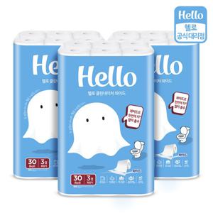 헬로 클린네이처 와이드 3겹 천연펄프 화장지 30m x 30롤 3팩