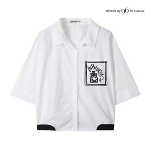 나인식스뉴욕  배색 밑단 라인 스케치 프린팅 셔츠 (NP6SH006M0)