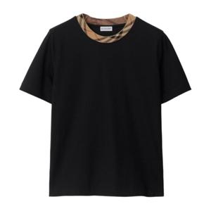 버버리 블랙 라운드 넥 반팔 티셔츠 8110271 A1189