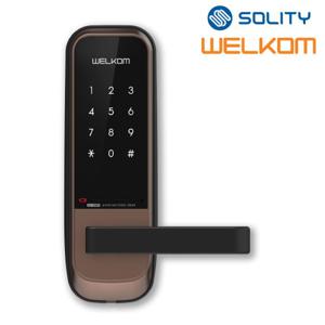 웰콤 WL-105N 나무문용 무타공 도어록 번호키전용 백세트조절가능 무음모드 비상전원 방문손잡이 사무실 병원 목문 판넬문 샷시문 패션문 ABS도어 현관문 디지털도어락